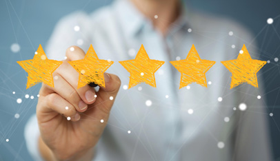 Photo of woman rating with stars